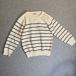 Beetle&thread Boutique Kid Sz 6 Sweater White Navy Stripe Nautical Crew Preppy